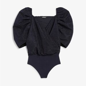 Express Navy Puff Sleeve Kids Bodysuit